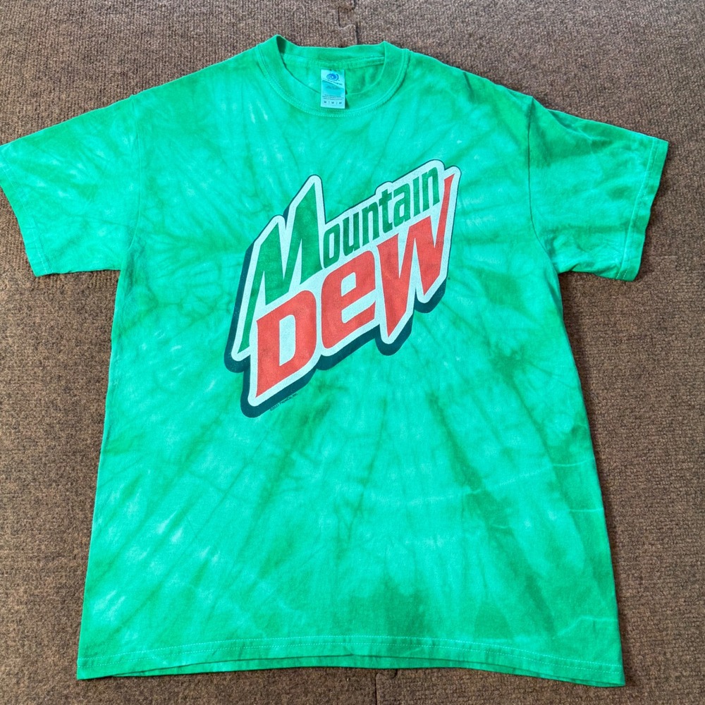 Mountain Dew Tie Dye Graphic T-Shirt Mens Medium Green Colortone PepsiCo 2022